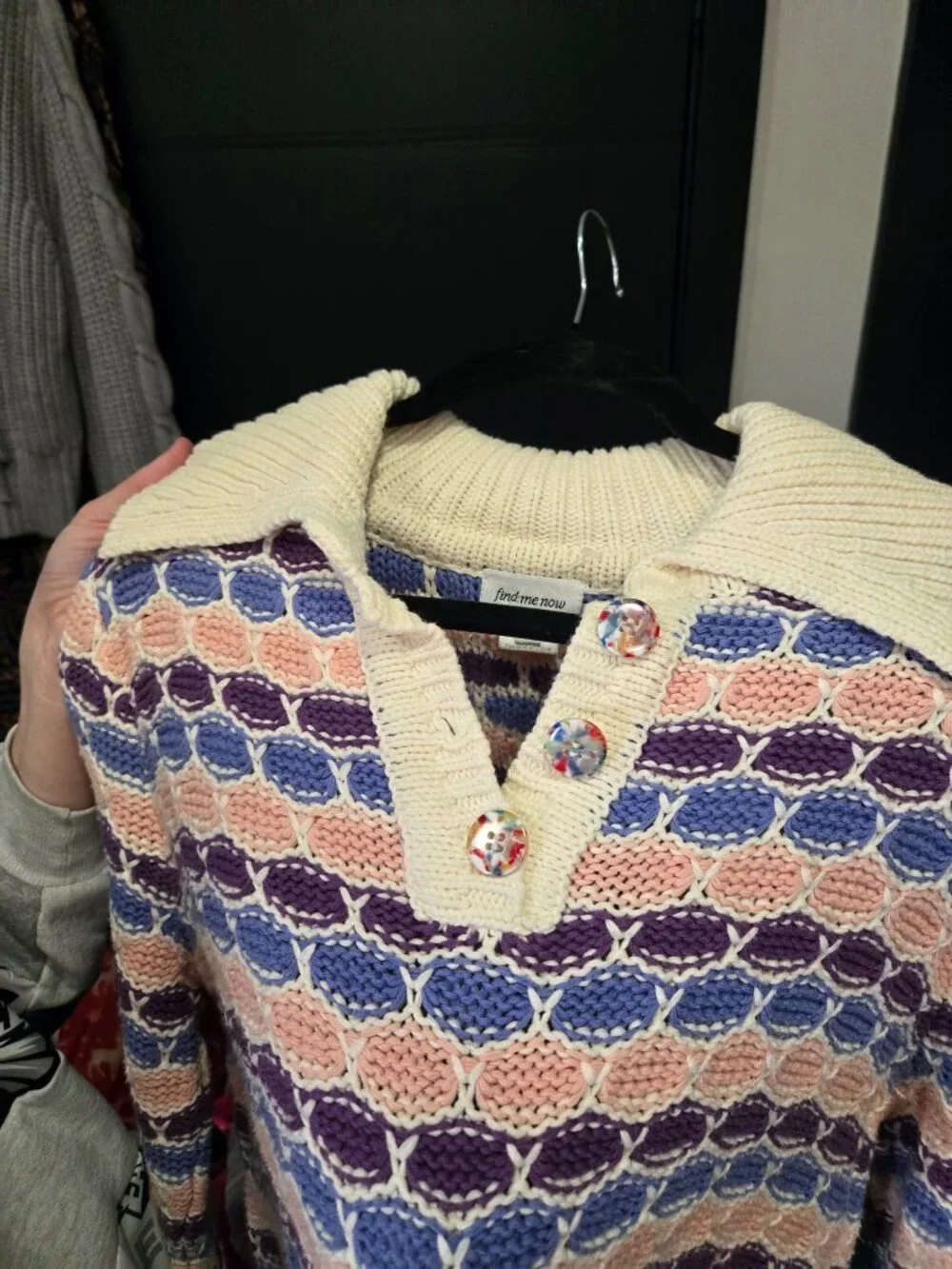 Find me now mermaid polo multicolor buttons XL/XXL Anthropologie euc